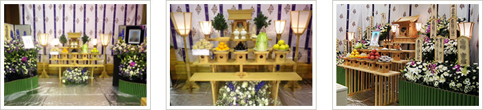天理教に必要な神具にお花を加えた祭壇
