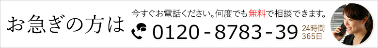 資料請求・お見積り依頼は当日お届け可能です。お急ぎの方、直接プランナーと相談したい方は、無料電話0120-8783-39でも承っております。