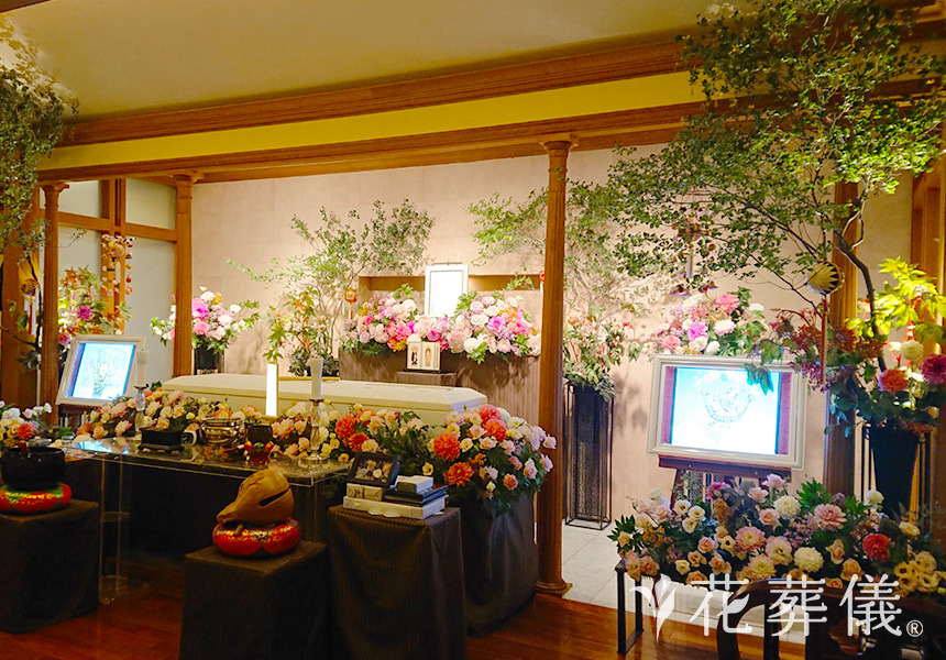 花祭壇のデザイン 家族でよく行っていた文京区の六義園をイメージして