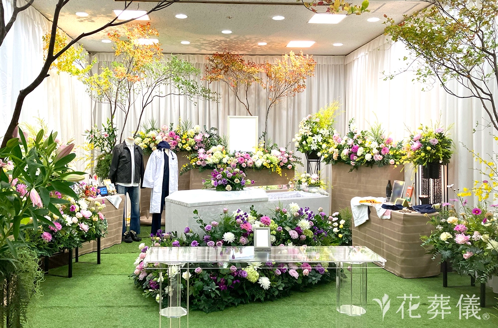 癒しの空間の花祭壇