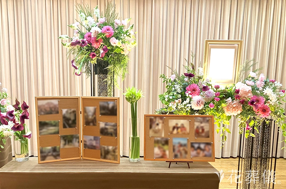 フェイラーのピンクの花の花祭壇