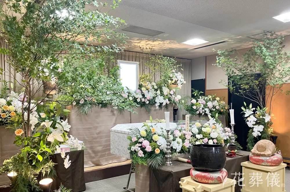 みんな一緒にの花祭壇