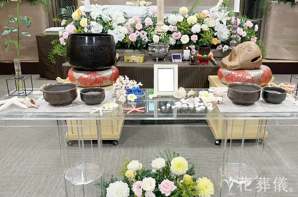 みんな一緒にの花祭壇