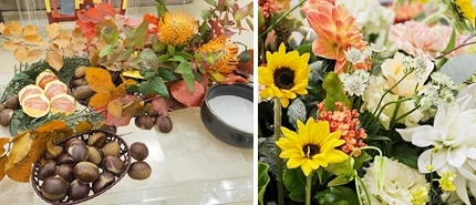 黄色とオレンジの花をメインに華やかな祭壇