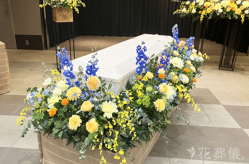 パパの似顔絵の花祭壇