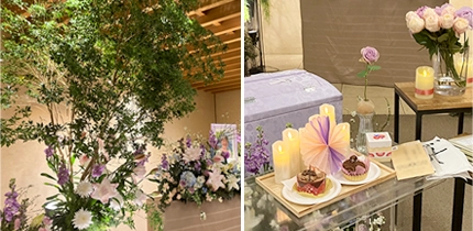 お母さまとの思い出をたどる散歩道をイメージした花祭壇