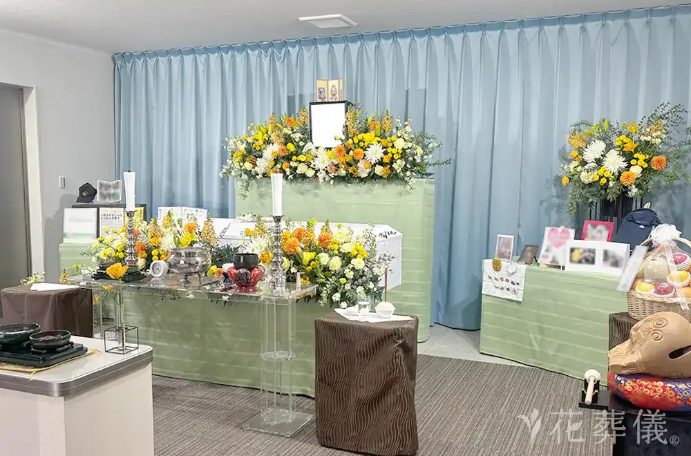 どこまでも歩いての花祭壇