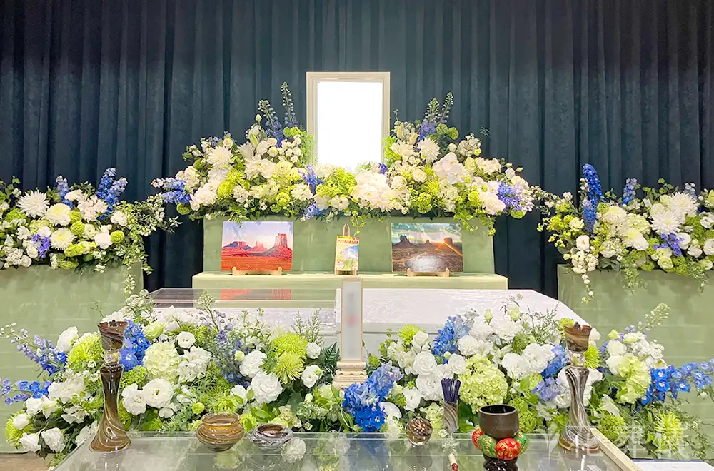 ご家族でお父様と一緒にもう一度散策をの花祭壇