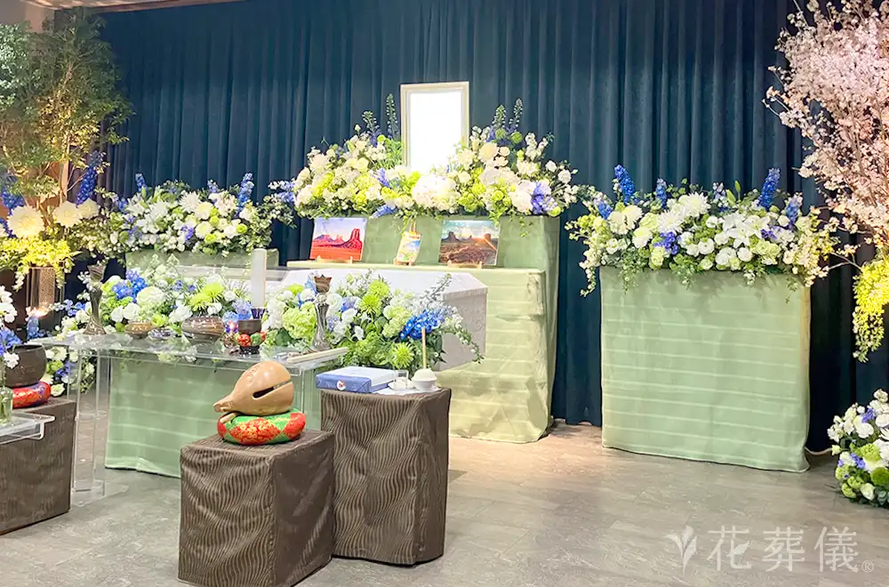 ご家族でお父様と一緒にもう一度散策をの花祭壇
