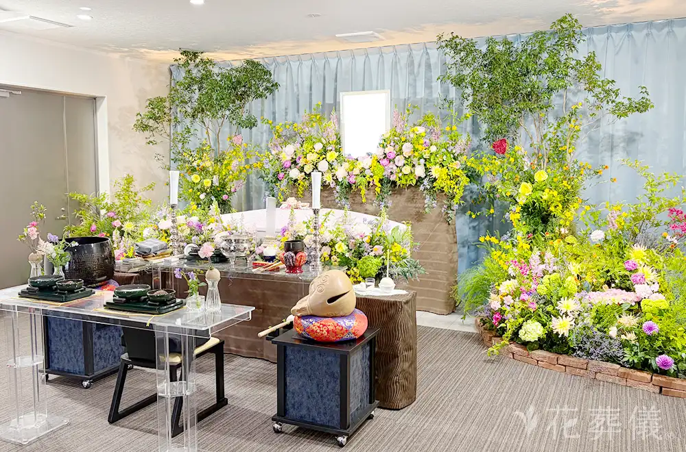 思い出のお庭の花祭壇