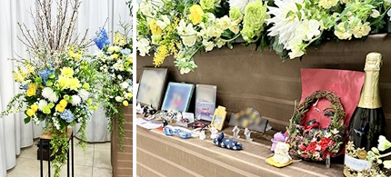 アクティブではつらつとした叔母様をイメージした花祭壇